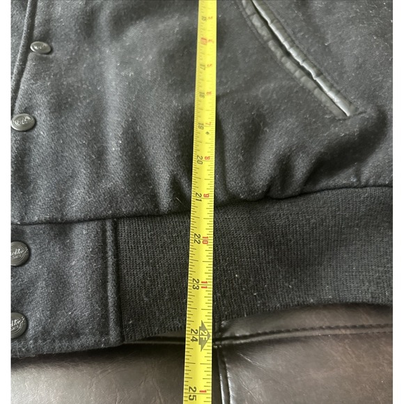 Hard Rock Cafe Atlanta Sze Med Leather Wool Jacket Blk Love Serve ALL 90's Retro - Picture 9 of 16